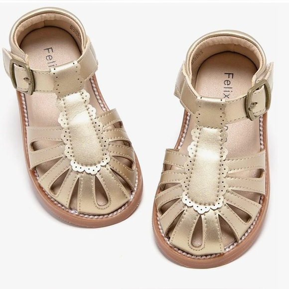 Felix & Flora Girl's Dress Sandals Gold Closed Toe Princess - size 8, NWOT‎ - Picture 2 of 7